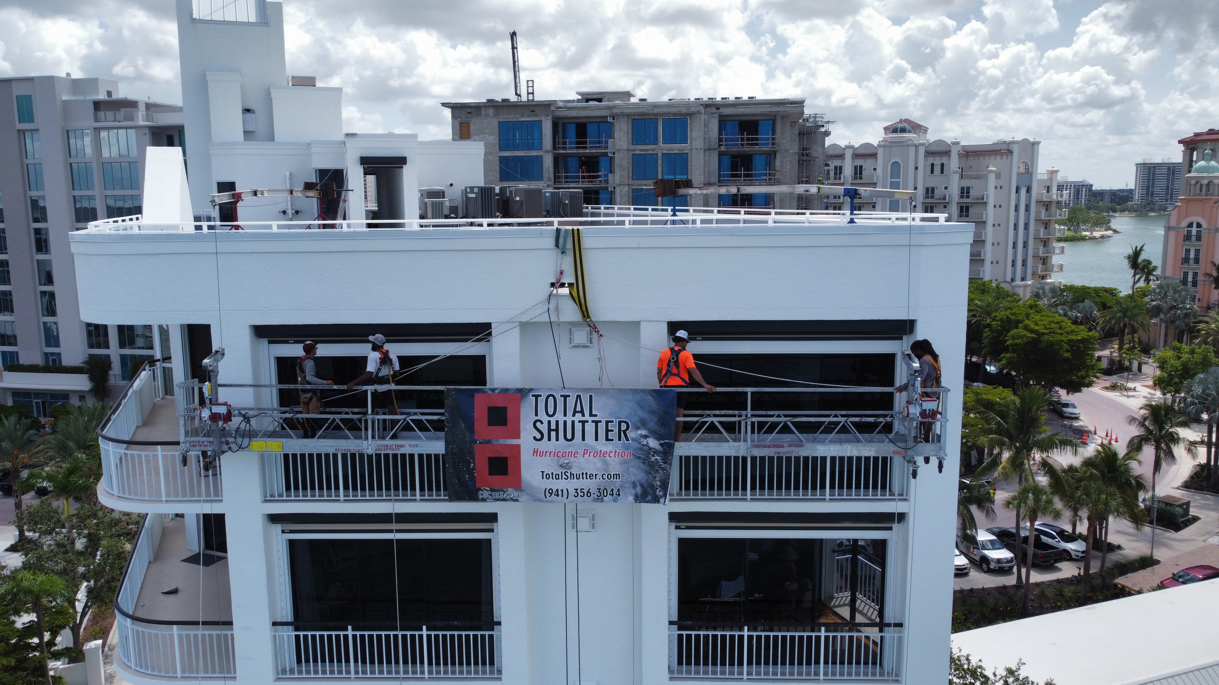 Commercial high-rise shutter installation Downtown Sarasota